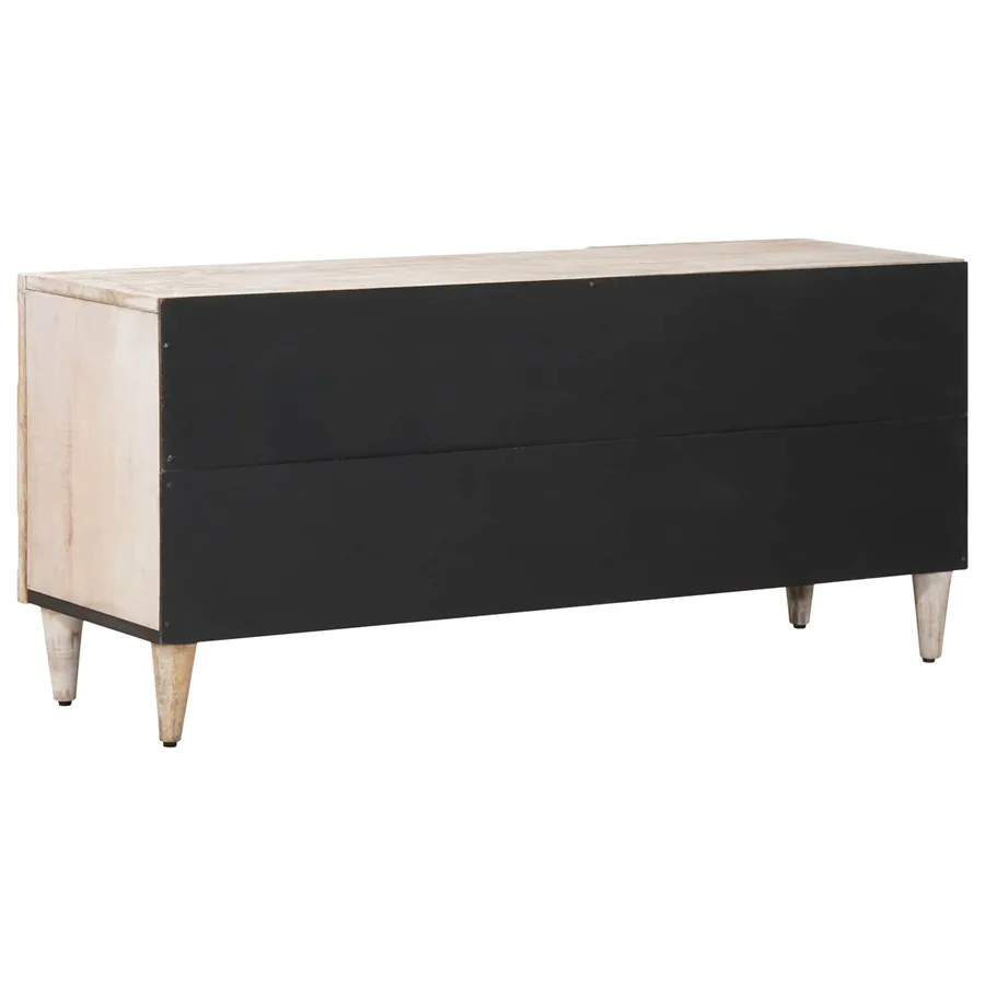 Meuble TV Blanc 105 x 33,5 x 46 cm Bois de mangue massif - 5