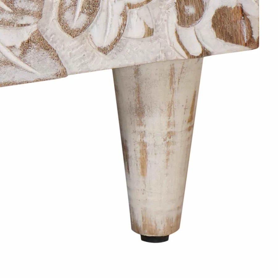 Meuble TV Blanc 105 x 33,5 x 46 cm Bois de mangue massif - 8
