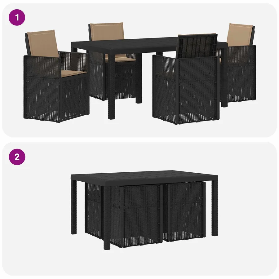 Ensemble de salle à manger pour jardin avec coussin 5 pcs PP - 8