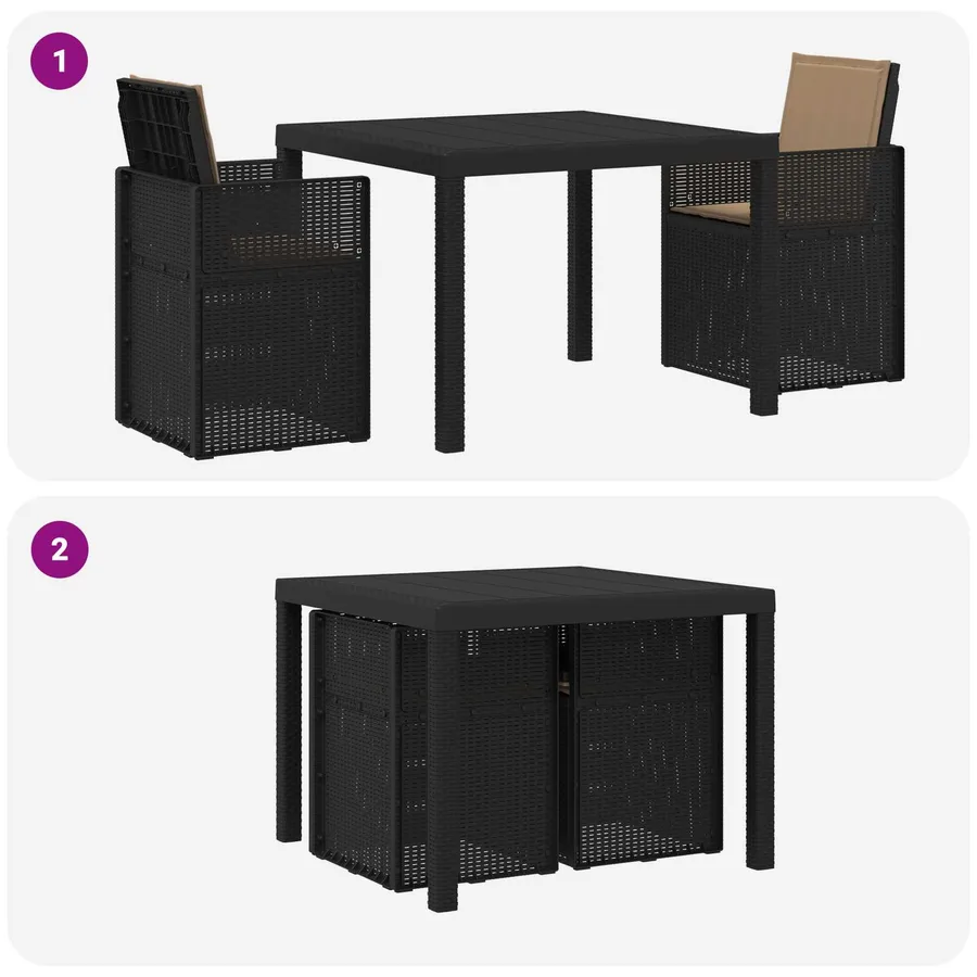 Ensemble de salle à manger pour jardin avec coussin 3 pcs PP - 10