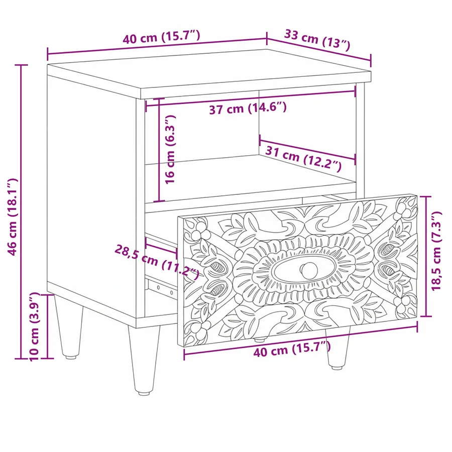 Armoire de lit avec tiroir 2 pcs Blanc 40 x 33 x 46 cm - 11