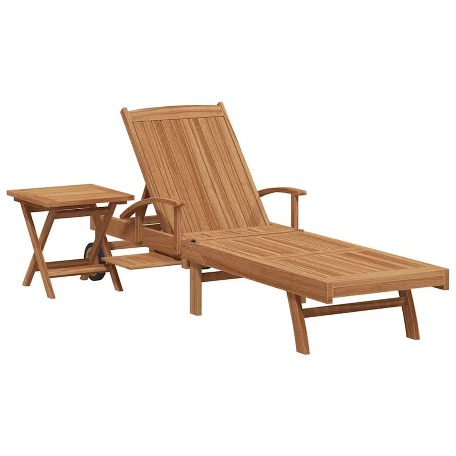 Transat 2 pcs Bois de teck massif Marron - 2