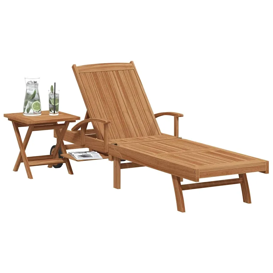 Transat 2 pcs Bois de teck massif Marron - 3