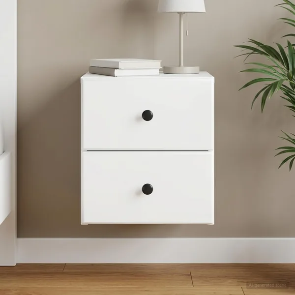 Cabinet de chevet mural avec tiroir Blanc 34,5 x 33 x 40 cm