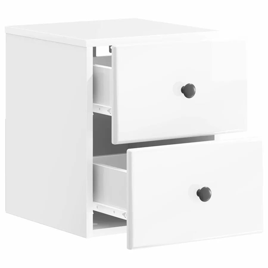 Cabinet de chevet mural Blanc brillant 34,5 x 33 x 40 cm - 4