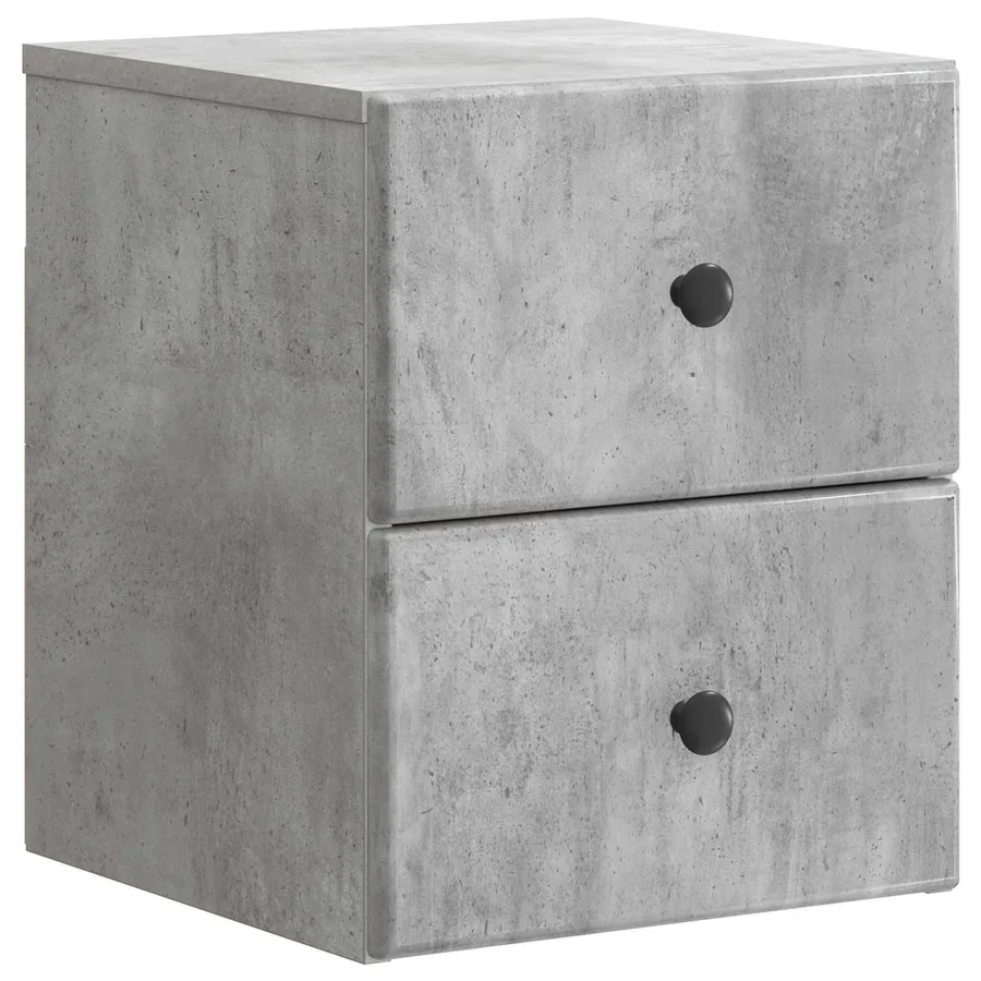 Cabinet de chevet mural Gris béton 34,5 x 33 x 40 cm - 2