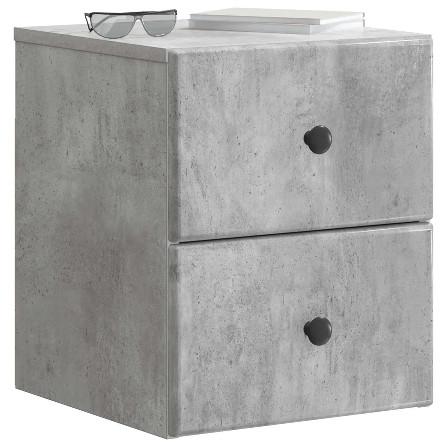 Cabinet de chevet mural Gris béton 34,5 x 33 x 40 cm - 3