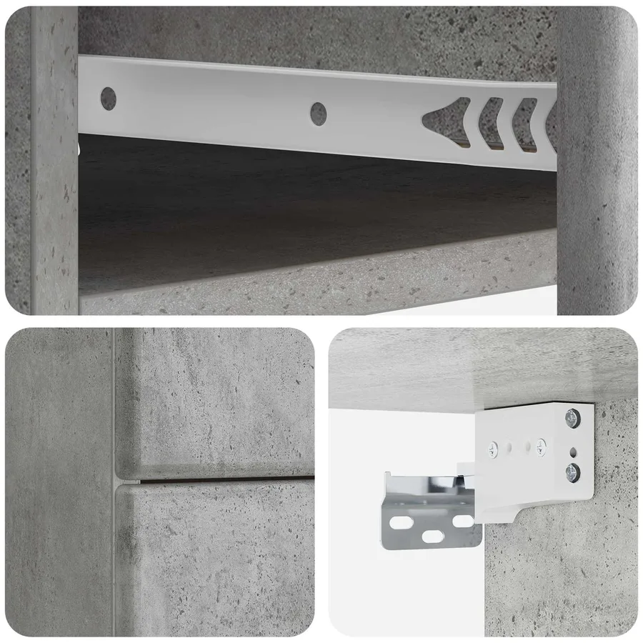 Cabinet de chevet mural Gris béton 34,5 x 33 x 40 cm - 8