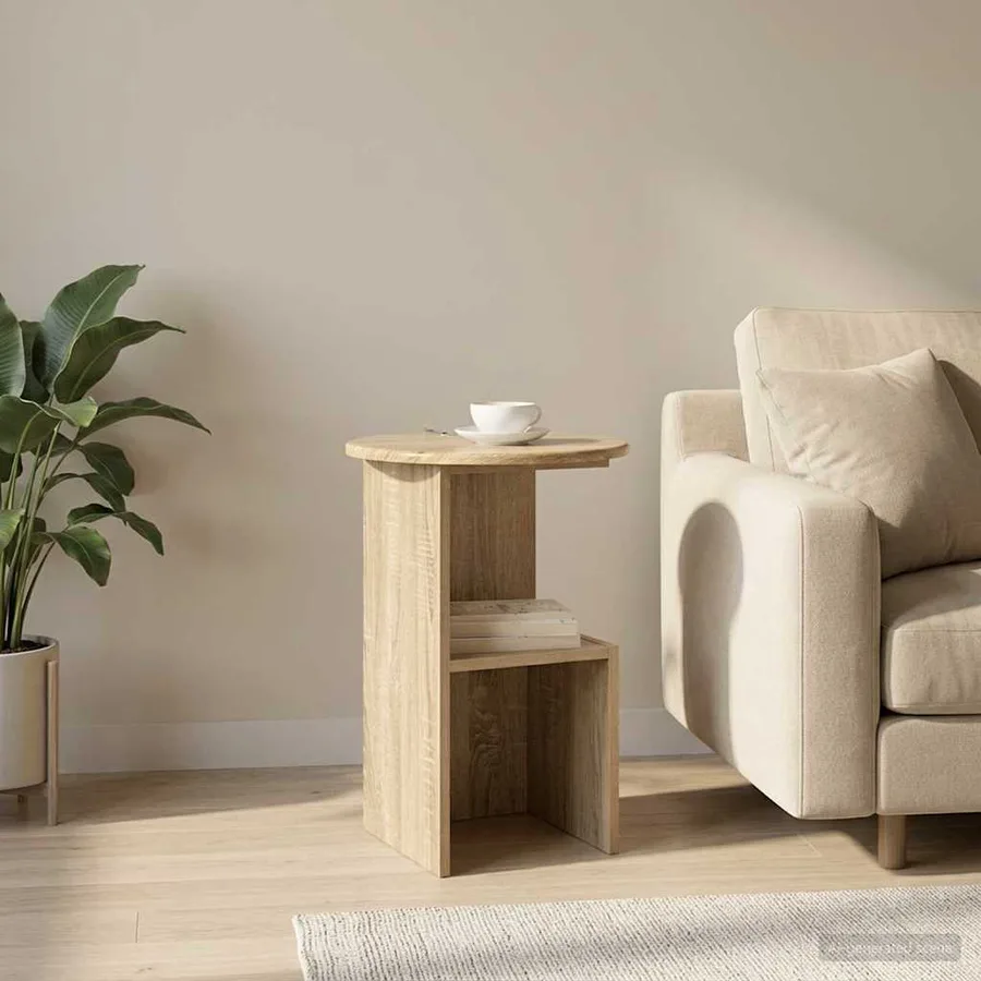 Table d'appoint Chêne Sonoma Ø 39,5 x 55 cm Bois d'ingénierie - 4