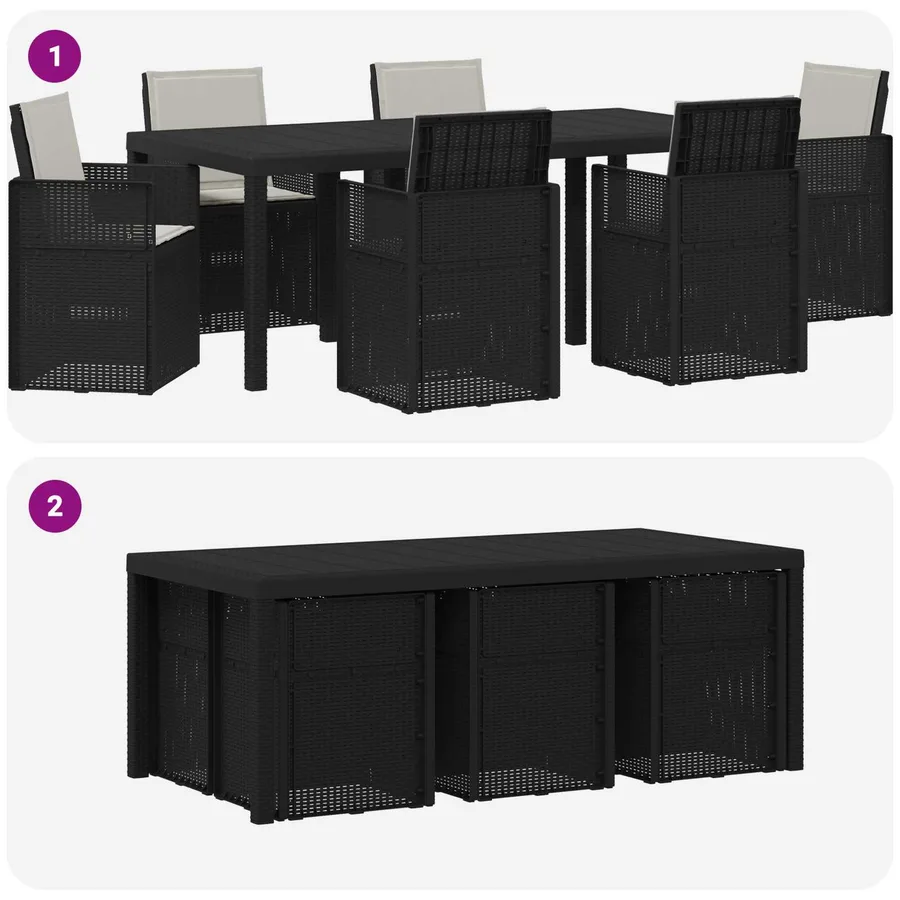 Ensemble de salle à manger pour jardin avec coussin 7 pcs PP - 8