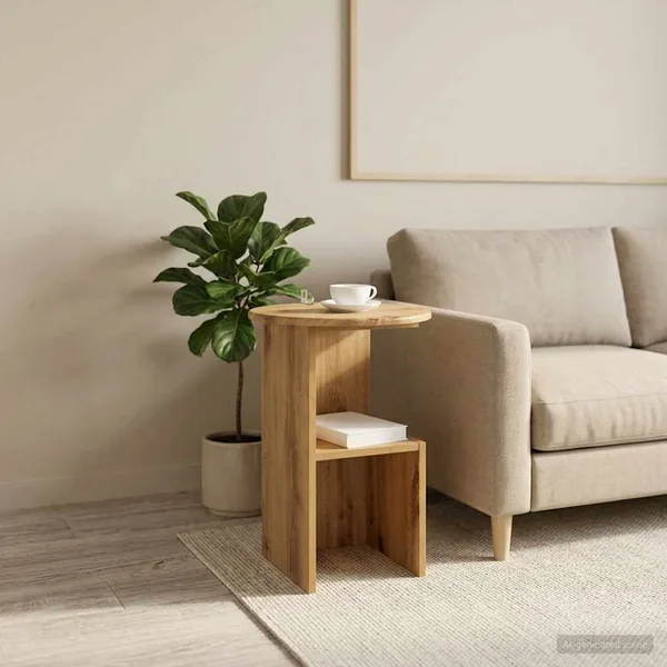Table d'appoint Chêne artisanal Ø 39,5 x 55 cm