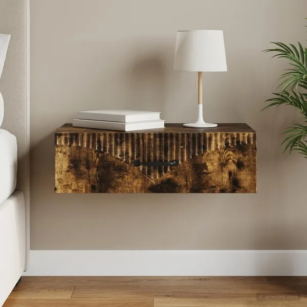 Table d'appoint murale Chêne fumé 59 x 34,5 x 17 cm