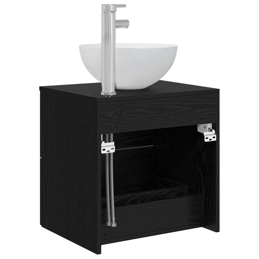 Vanité de lavabo mural Chêne noir 49,5 x 41 x 64,5 cm - 5