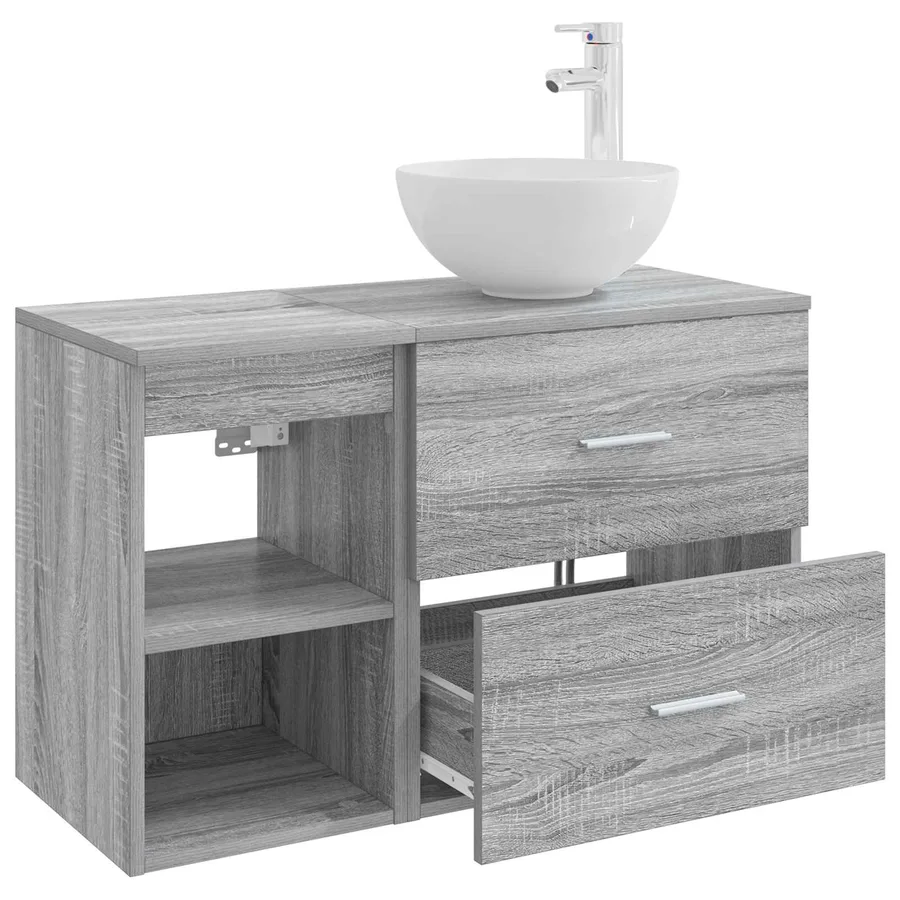 Ensemble de mobilier de salle de bain 2 pcs Sonoma gris - 4
