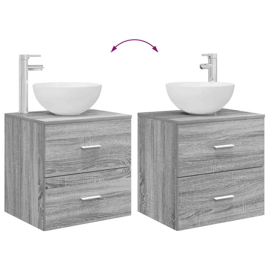 Ensemble de mobilier de salle de bain 2 pcs Sonoma gris - 9