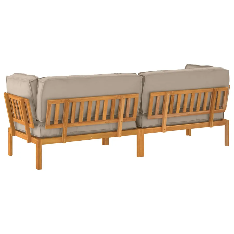 Ensemble de Canapés Uni 2 pcs Taupe Bois d'Acacia Massif - 10
