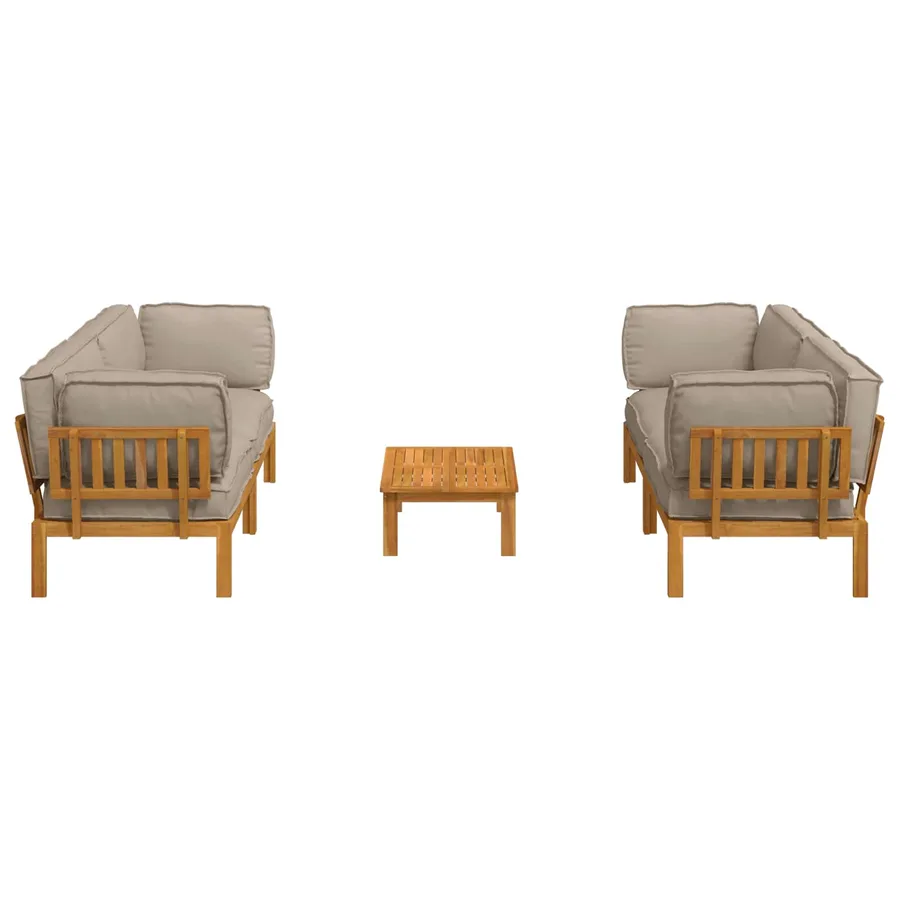 Ensemble de Canapés Uni 5 pcs Taupe Bois d'Acacia Massif - 10