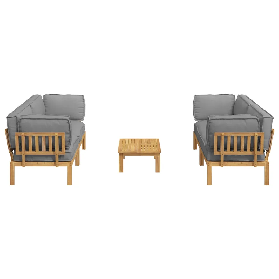 Ensemble de Canapés Uni 5 pcs Gris Bois d'Acacia Massif - 10