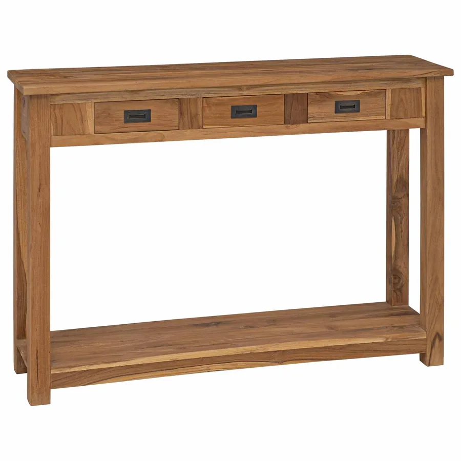 Table console Naturel 110 x 30 x 80 cm Bois de teck massif