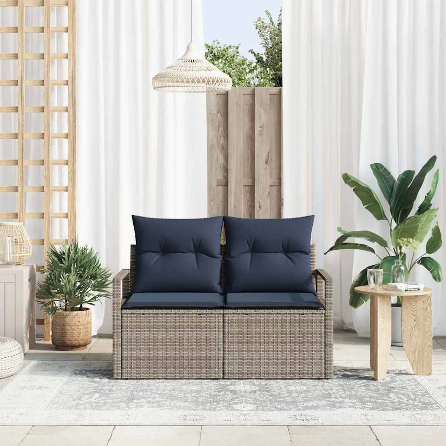 Canapé de jardin avec coussin 120 x 62 x 69 cm polyrotin - 3