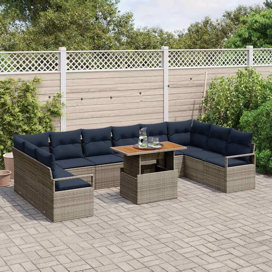 Ensemble de canapé de jardin 11 pc 10-Nombre de places - 3