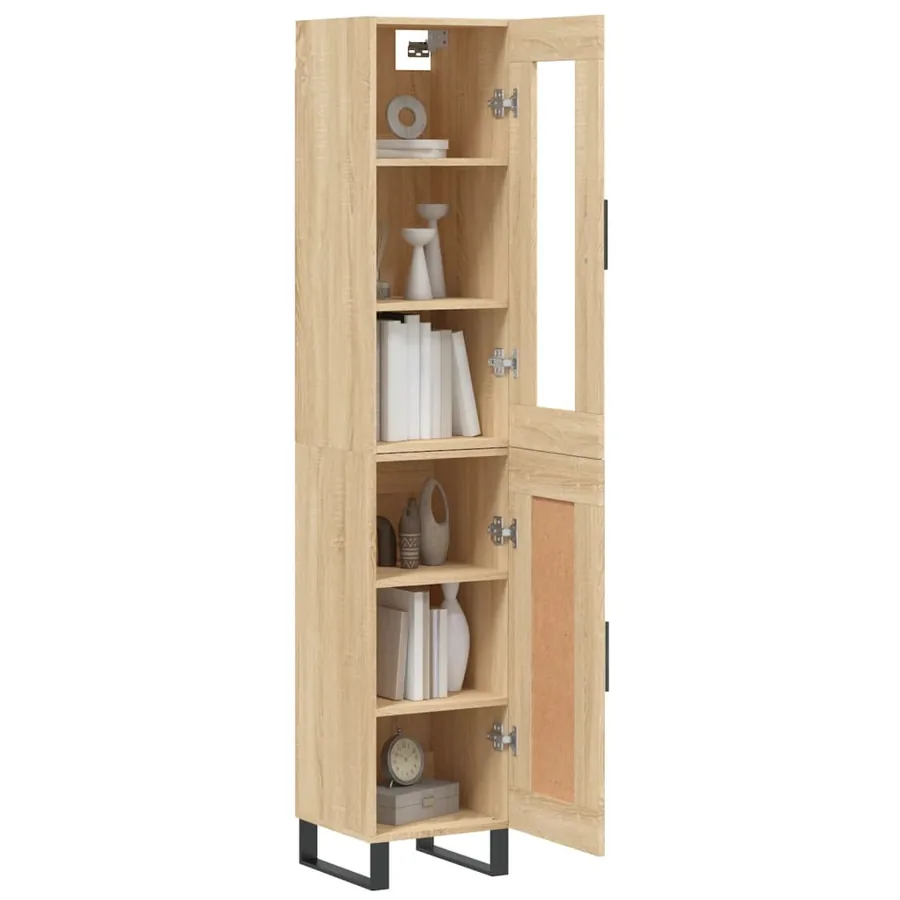 Buffet haut Chêne sonoma 34,5x34x180 cm Bois d'ingénierie - 3