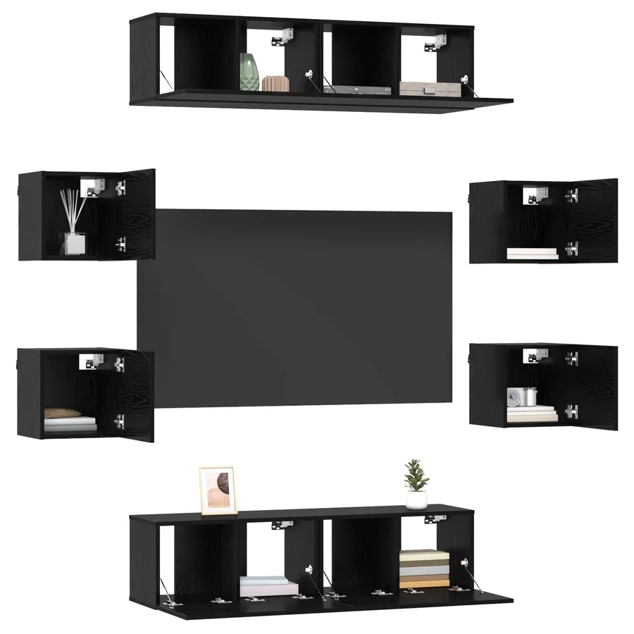 Ensemble meuble TV 8 pcs 120 x 30 x 30 cm Chêne noir - 3