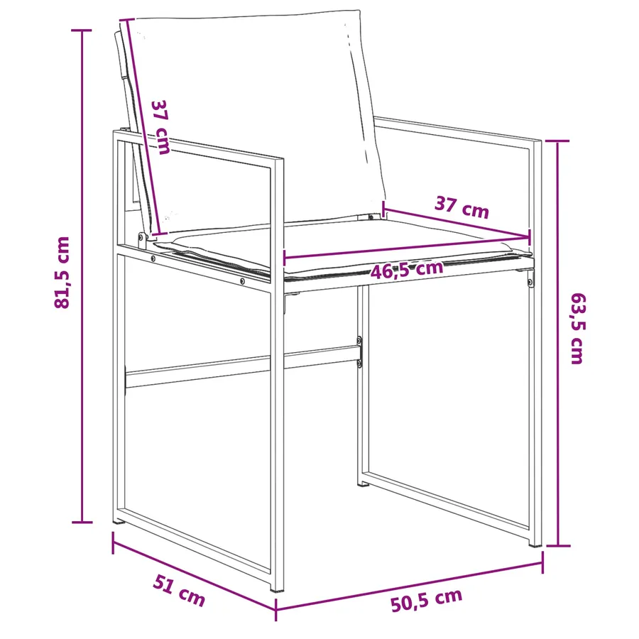 Ensemble de salle à manger pour jardin 5 pcs Noir et Gris foncé - 9