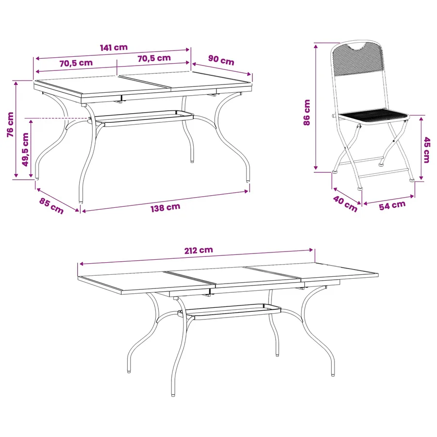 Ensemble de salle à manger pour jardin 9 pcs Anthracite - 10