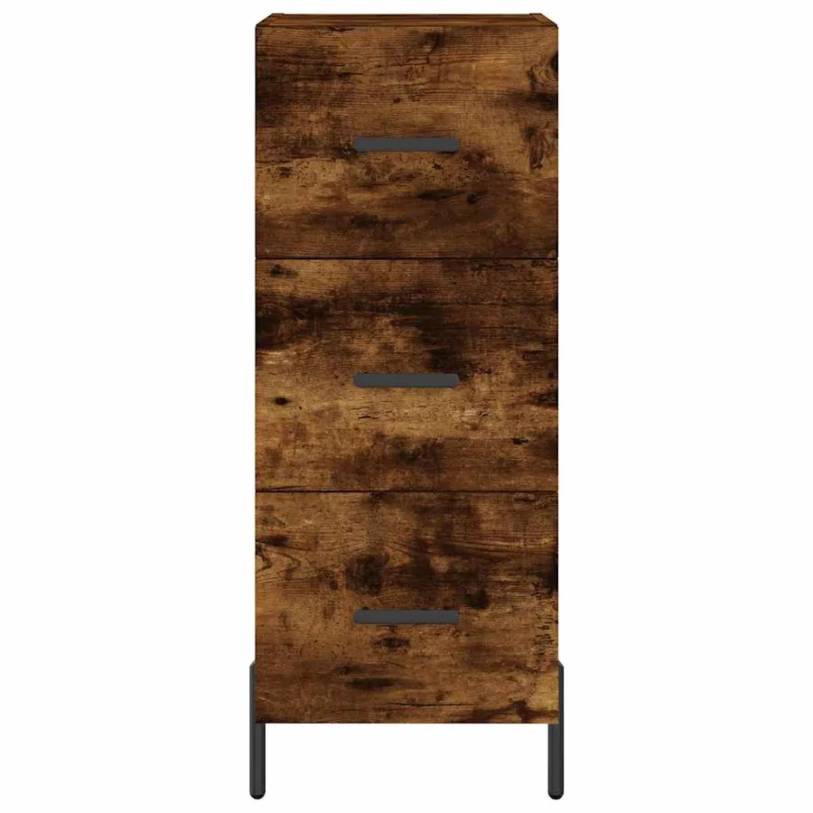 Buffet haut Chêne fumé 34,5x34x180 cm Bois d'ingénierie - 6