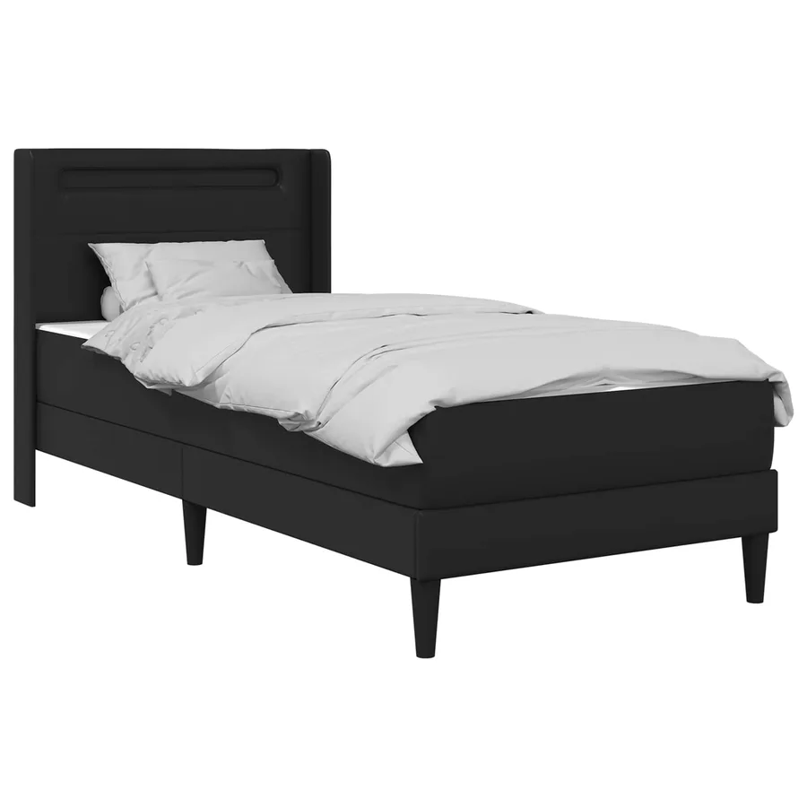 Cadre de lit avec matelas Noir 100 x 200 cm Simili cuir - 3