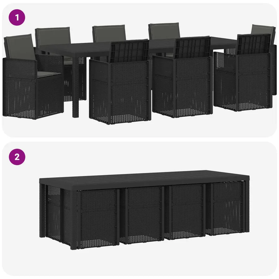 Ensemble de salle à manger pour jardin 9 pcs Anthracite PP - 10