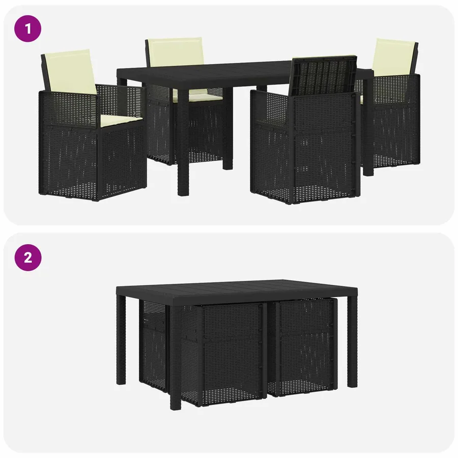 Ensemble de salle à manger pour jardin avec coussin 5 pcs PP - 10
