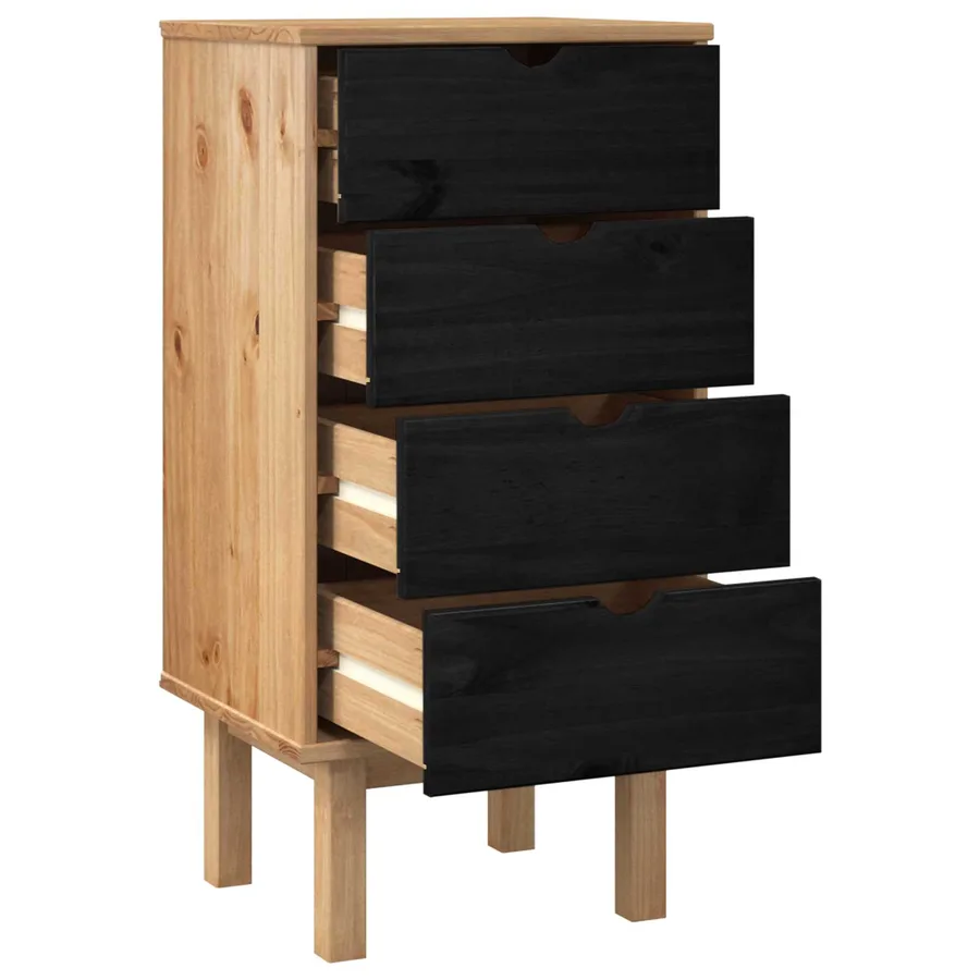 Commode OTTA Noir 45 x 39 x 90 cm Bois de pin massif - 3