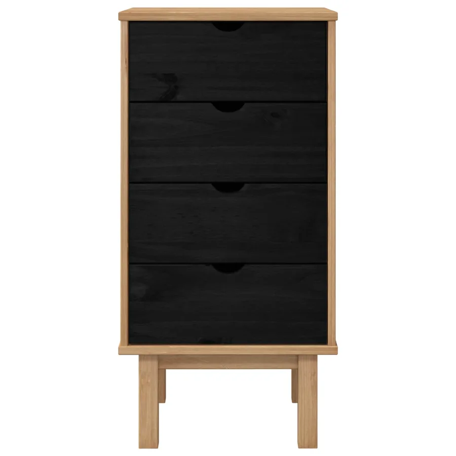 Commode OTTA Noir 45 x 39 x 90 cm Bois de pin massif - 4