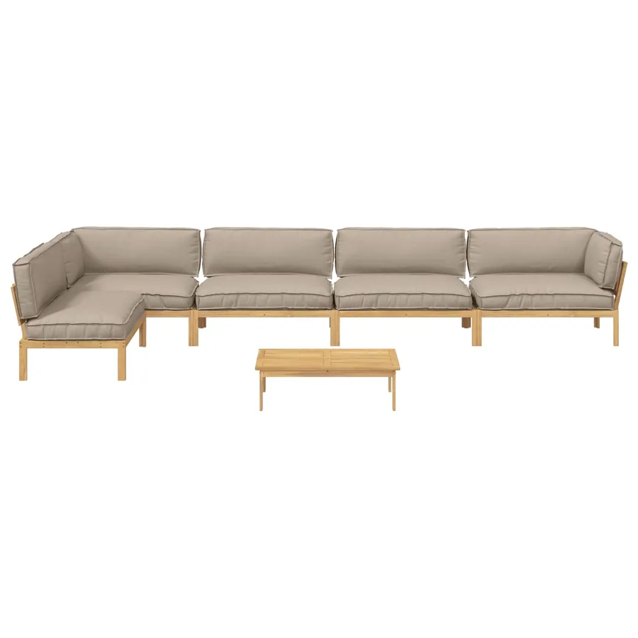 Ensemble de Canapés Uni 6 pcs Taupe Bois d'Acacia Massif - 10