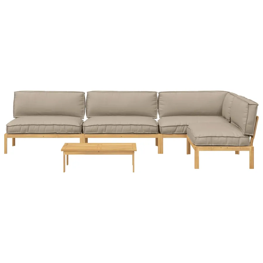 Ensemble de Canapés Uni 5 pcs Taupe Bois d'Acacia Massif - 8