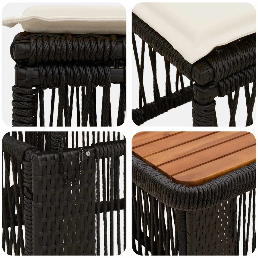 Ensemble de salle à manger pour jardin 3 pcs Beige et crème - 7