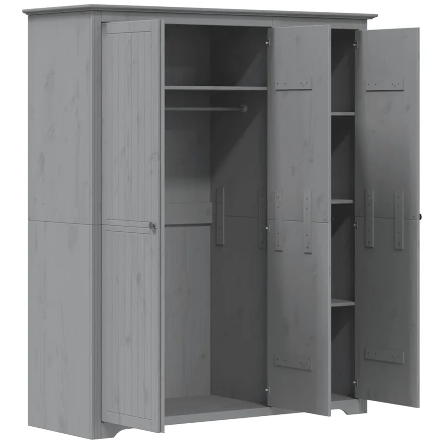 Garde-robe BODO gris 146x53,5x173 cm bois massif de pin - 4