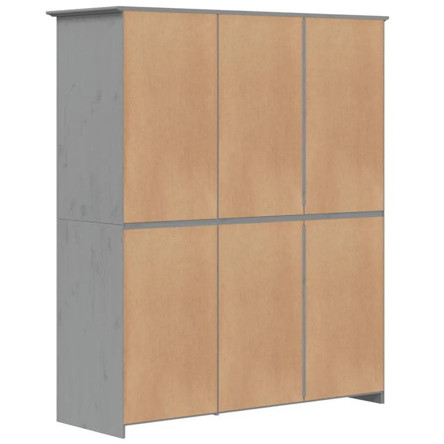 Garde-robe BODO gris 146x53,5x173 cm bois massif de pin - 6