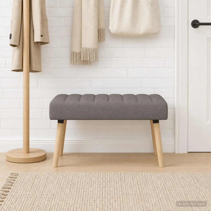 Banc capitonné canal Taupe 80 x 40 x 46 cm Tissu