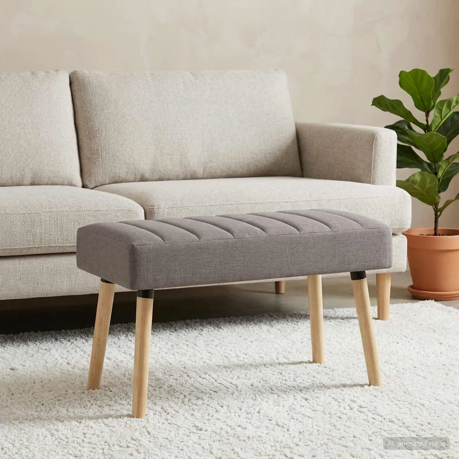 Banc capitonné canal Taupe 80 x 40 x 46 cm Tissu - 3