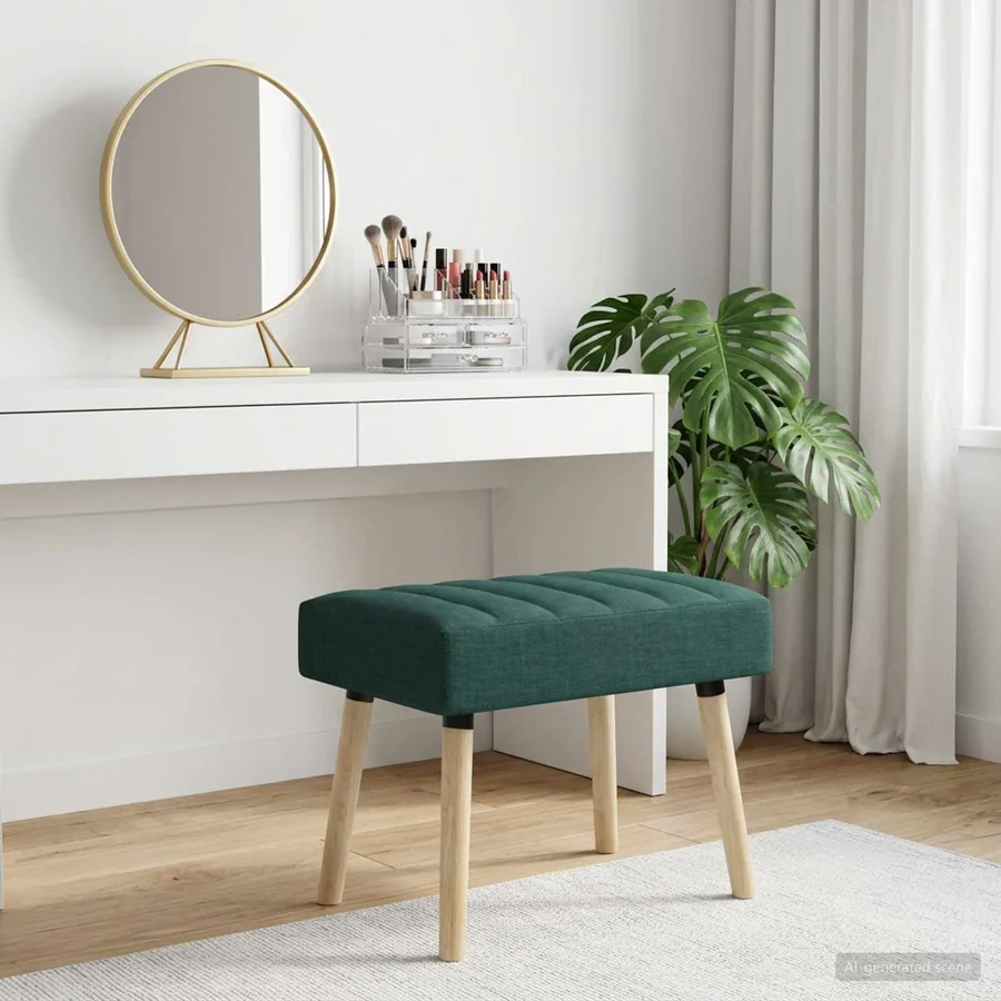 Banc capitonné canal Vert foncé 60 x 40 x 45 cm Tissu