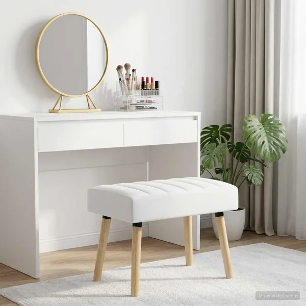 Banc capitonné canal Blanc 60 x 40 x 45 cm Tissu