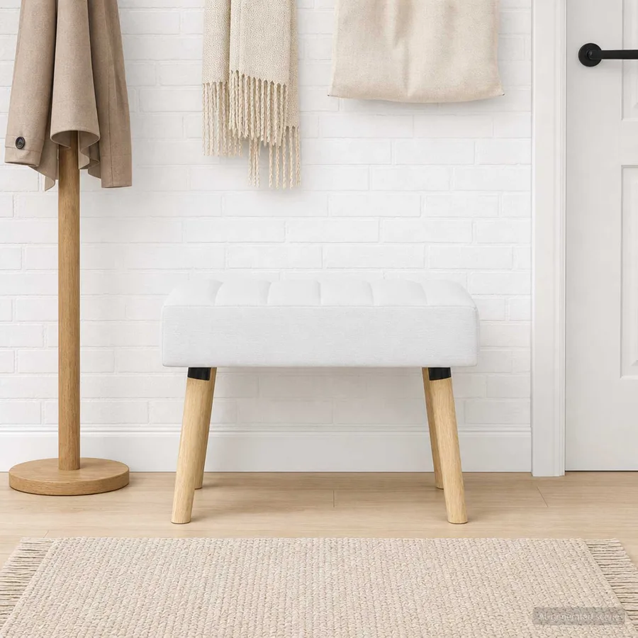 Banc capitonné canal Blanc 60 x 40 x 45 cm Tissu - 4