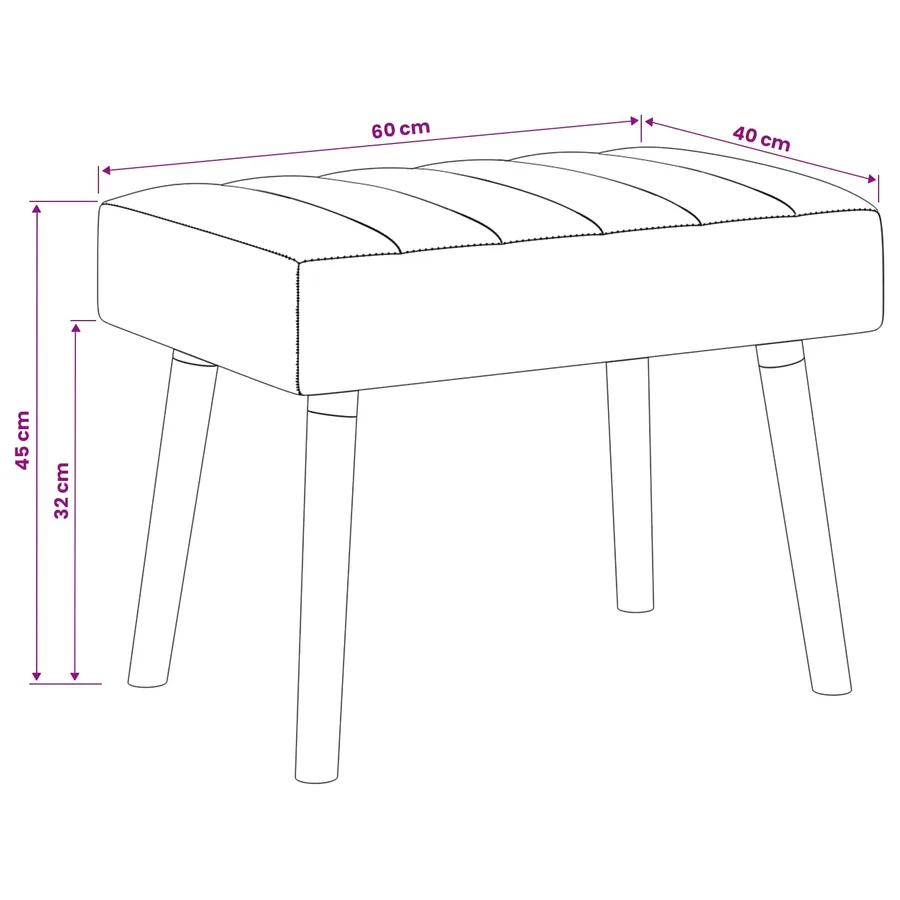Banc capitonné canal Blanc 60 x 40 x 45 cm Tissu - 9