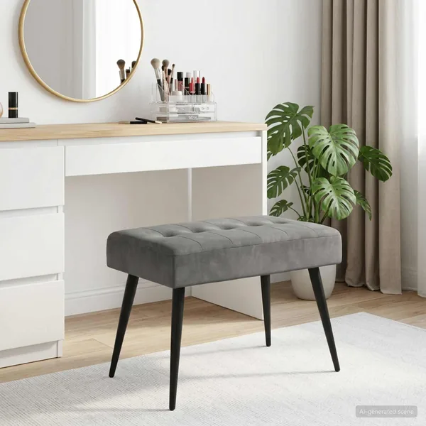 Banc avec capitonnage bouton Gris foncé 60 x 40 x 45 cm Velours