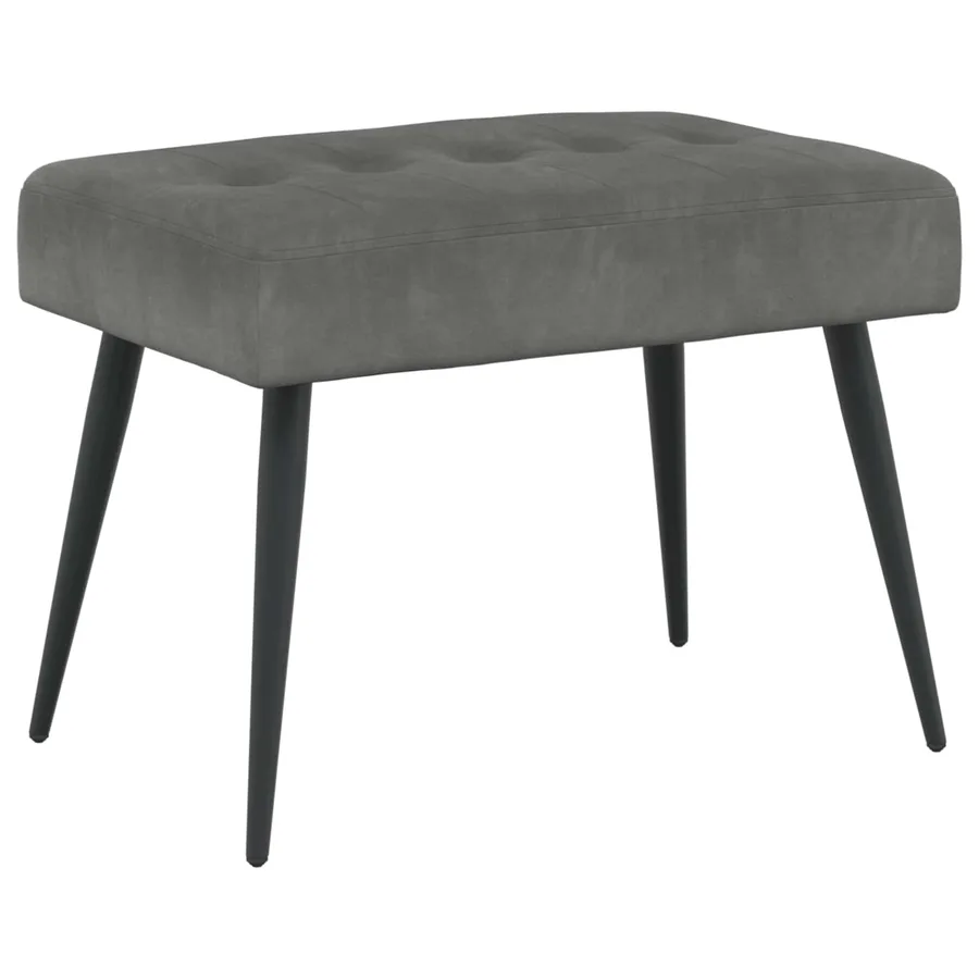 Banc avec capitonnage bouton Gris foncé 60 x 40 x 45 cm Velours - 2