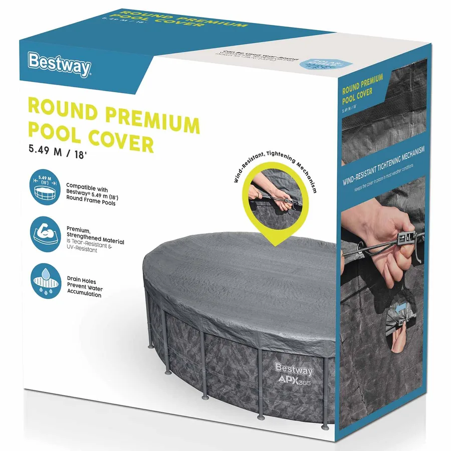 Bestway Couverture de piscine 1 Ø5,49 m Rond Polyester Gris for - 2