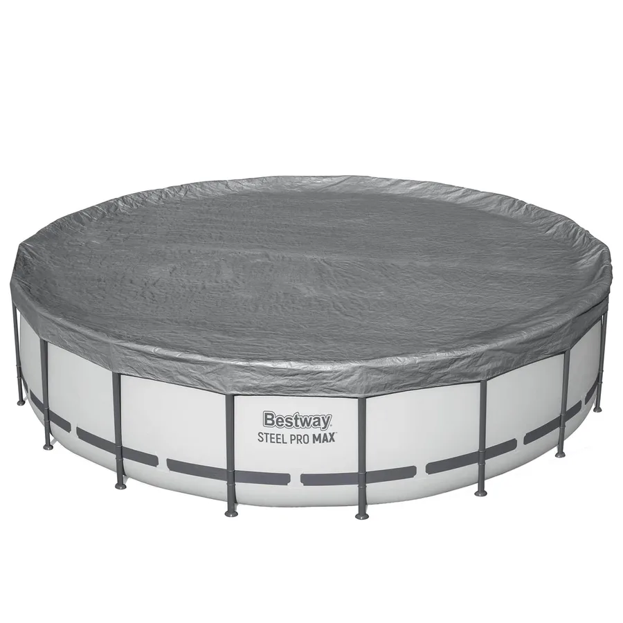 Bestway Couverture de piscine 1 Ø5,49 m Rond Polyester Gris for - 3